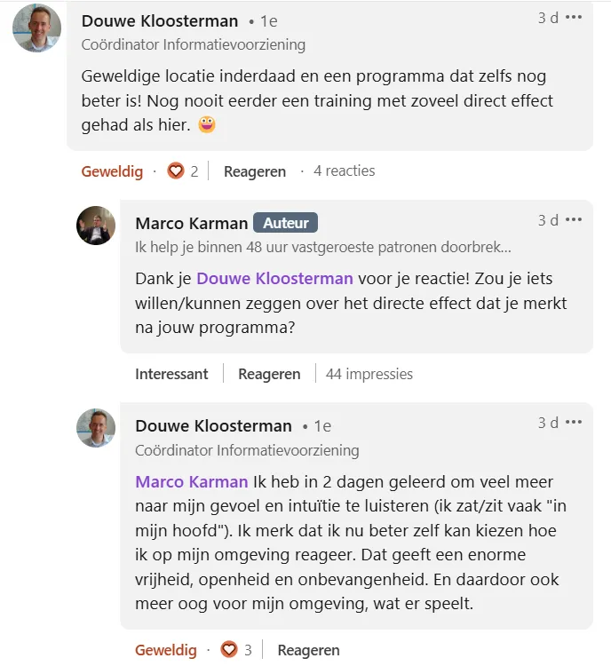 Reactie van Douwe Kloosterman over Be More You