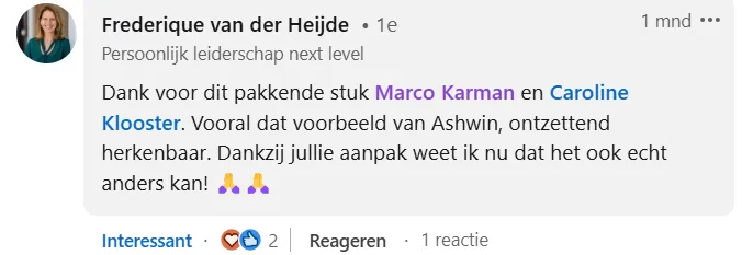 Reactie van Frederique van der Heijde over Be More You